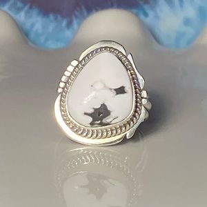 White Buffalo Turquoise 925 Silver Ring SZ 8 1/2